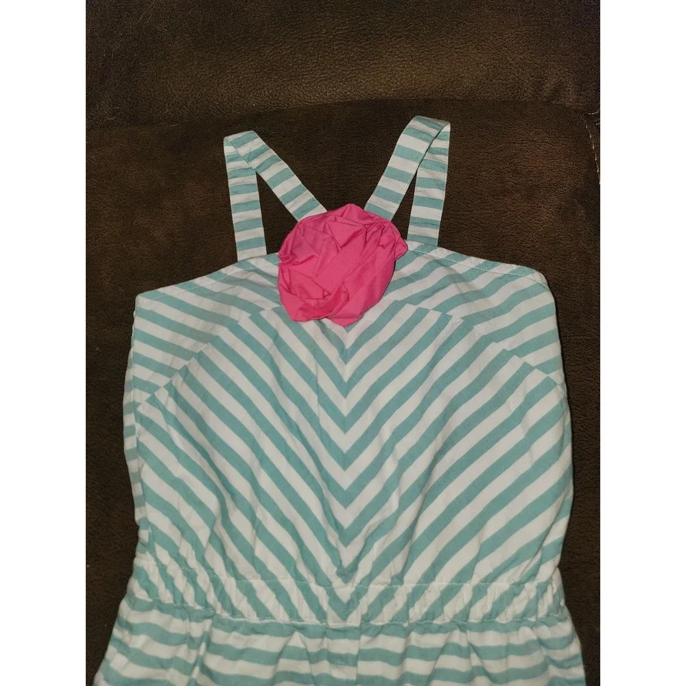 Gymboree mermaid party striped romper‎ with flower size 7